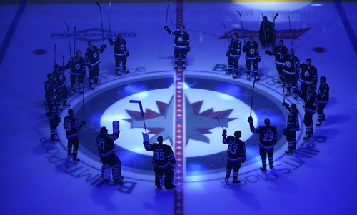 TREVOR HAGAN / WINNIPEG FREE PRESSWinnipeg Jets' prior to the home opener against the Toronto Maple Leafs', Wednesday, October 4, 2017.