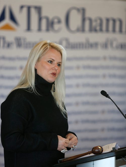 WAYNE GLOWACKI / WINNIPEG FREE PRESS

Johanna Hurme, co-founder of 5468796 Architecture,  was sworn in as the new Chair of the Winnipeg Chamber of Commerce at the chambers annual general meeting Thursday. Murray McNeill story Oct.5 2017