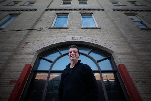 JOHN WOODS / WINNIPEG FREE PRESS
Photographed Monday, October 10, 2017 out side his leased space Brock Coutts hopes to open his distillery in this former horse stable in the east Exchange in Winnipeg.