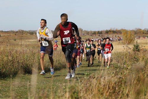 RUTH BONNEVILLE / WINNIPEG FREE PRESS

STDUP FOR SPORTS FRONT...

Varsity Boys Team and Open make their way up one of several hills during the  - 5000 m Provincial Cross Country Championships race at Kilcona Park Wednesday afternoon.  

Provincial Cross Country Championships
Kilcona Park, October 11, 2017


Oct 11, 2017