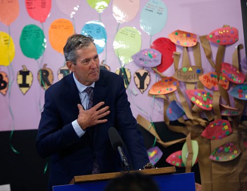 WAYNE GLOWACKI / WINNIPEG FREE PRESS

 Premier Brian Pallister at the Child and Family Services reform announcement held at the Andrews Street Family Centre Thursday. Nick Martin story Oct.12 2017