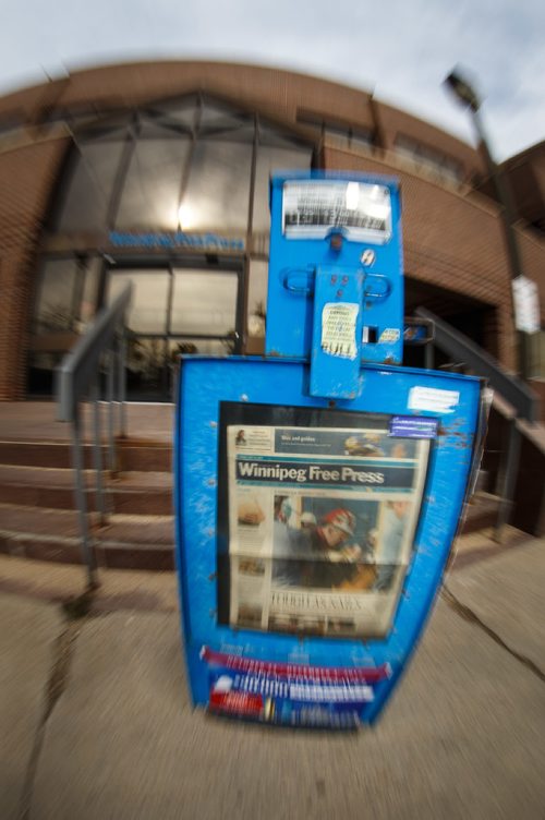 MIKE DEAL / WINNIPEG FREE PRESS
A Winnipeg Free Press newspaper box outside the papers' headquarters on Mountain Ave.
171012 - Thursday, October 12, 2017.