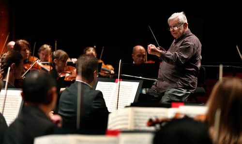 WAYNE GLOWACKI / WINNIPEG FREE PRESS

 Victor Feldbrill, the Winnipeg Symphony Orchestra music director 1958-68 rehearses with the WSO  Friday as they perform Beethoven's Leonore Overture No. 3. The performance in the Centennial Concert Hall is part of the Happy 70th WSO, Oct 13-14, the 2017-2018  Investors Group Classics A series opening concert. The concert also includes Montreal cellist Yegor Dyachkov performing Haydn's Cello Concerto in C. Oct.13 2017