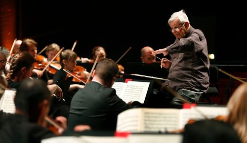 WAYNE GLOWACKI / WINNIPEG FREE PRESS

 Victor Feldbrill, the Winnipeg Symphony Orchestra music director 1958-68 rehearses with the WSO  Friday as they performs Beethoven's Leonore Overture No. 3. The performance in the Centennial Concert Hall is part of the Happy 70th WSO, Oct 13-14, the 2017-2018  Investors Group Classics A series opening concert. The concert also includes Montreal cellist Yegor Dyachkov performing Haydn's  Cello Concerto in C. Oct.13 2017