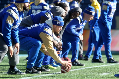 RUTH BONNEVILLE / WINNIPEG FREE PRESS

Winnipeg Blue Bombers at a walk-thru practice at Investors Group Field Friday prepping for their game against BC Lions Saturday afternoon.  


Oct 13,, 2017