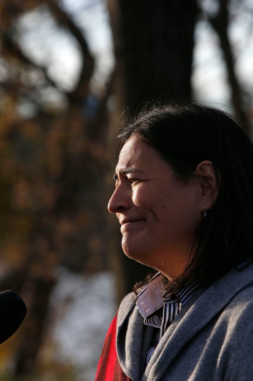 WAYNE GLOWACKI / WINNIPEG FREE PRESS

Michèle Audette, Commissioner for the National Inquiry into Missing and Murdered Indigenous Women and Girls at the Sunrise Ceremony held Monday morning  at The Forks. The hearings  begin in Winnipeg Monday.
Oct.16 2017