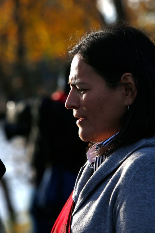 WAYNE GLOWACKI / WINNIPEG FREE PRESS

Michèle Audette, Commissioner for the National Inquiry into Missing and Murdered Indigenous Women and Girls at the Sunrise Ceremony held Monday morning  at The Forks. The hearings  begin in Winnipeg Monday.
Oct.16 2017