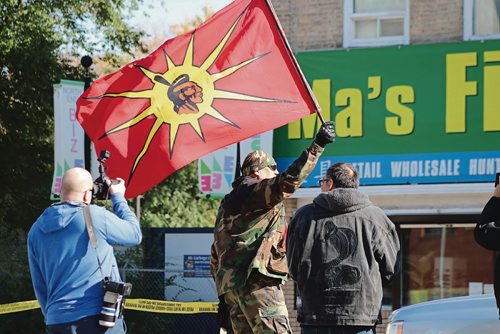 Canstar Community News Oct. 18, 2017 - Members of the Indigenous and First Nations Warriors were at the vigil held for Cody Severight on Oct. 11. Severight died on Oct. 10, victim of a hit and run on Main Street. (LIGIA BRAIDOTTI/CANSTAR COMMUNITY NEWS/TIMES)