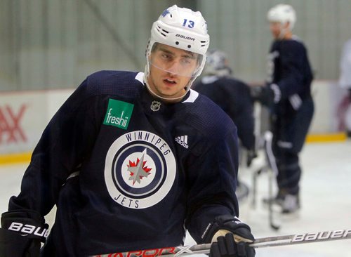 BORIS MINKEVICH / WINNIPEG FREE PRESS
Winnipeg Jets practice at BellMTS Iceplex. Brandon Tanev | #13. Mike McIntyre story. OCT. 16, 2017