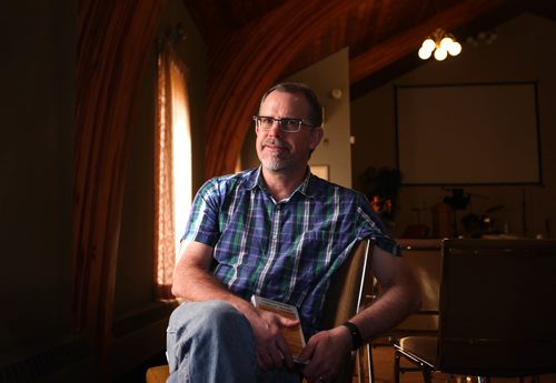 RUTH BONNEVILLE / WINNIPEG FREE PRESS

Tim Fletcher, founder of Re:Act, an innovative new addiction treatment program that is filling a gap in Manitoba. 
Portraits of him in the sanctuary of  Place of Grace Church  where his office is and sessions with clients are held.  

See Melissa Martin feature story.  
Oct 18,, 2017