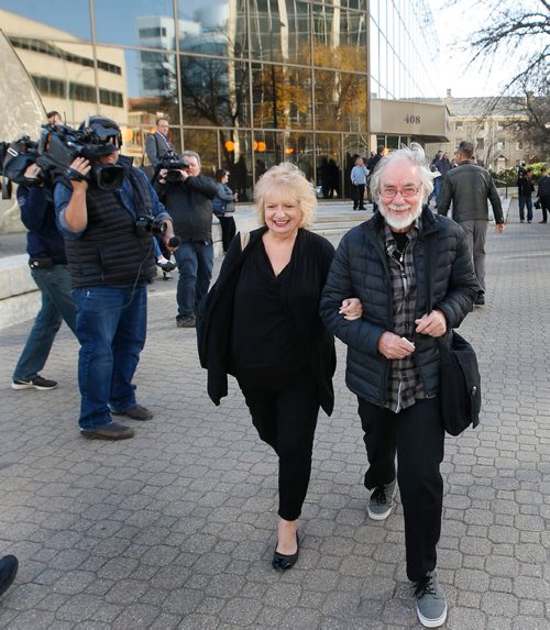 WAYNE GLOWACKI / WINNIPEG FREE PRESS

Wilma and Cliff Derksen leave the law courts Wednesday after Mark Grant was found not guilty of second-degree murder for the 1984 killing of 13-year-old Candace Derksen.      Melissa Martin / Mlke McIntyre stories  Oct.18 2017