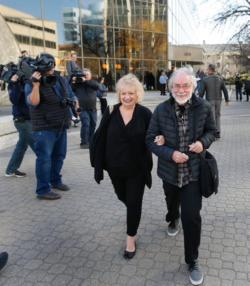 WAYNE GLOWACKI / WINNIPEG FREE PRESS

Wilma and Cliff Derksen leave the law courts Wednesday after Mark Grant was found not guilty of second-degree murder for the 1984 killing of 13-year-old Candace Derksen.      Melissa Martin / Mike McIntyre stories  Oct.18 2017