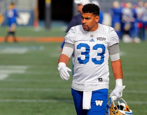 BORIS MINKEVICH / WINNIPEG FREE PRESS
Winnipeg Blue Bombers practice at IGF. #33 Andrew Harris. OCT. 19, 2017