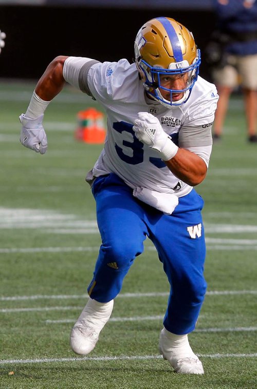 BORIS MINKEVICH / WINNIPEG FREE PRESS
Winnipeg Blue Bombers practice at IGF. #33 Andrew Harris. OCT. 19, 2017