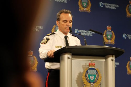 RUTH BONNEVILLE / WINNIPEG FREE PRESS

Police Chief Danny Smyth holds press conference updating the media and public on the Holz investigation.  He states that two officers who were assigned to assist in the investigation have been removed from active duty and placed on Administrative Leave.  Their actions will be investigated by the Director of the IIU.  

See Mike McIntyre story.  

 
Oct 20,, 2017