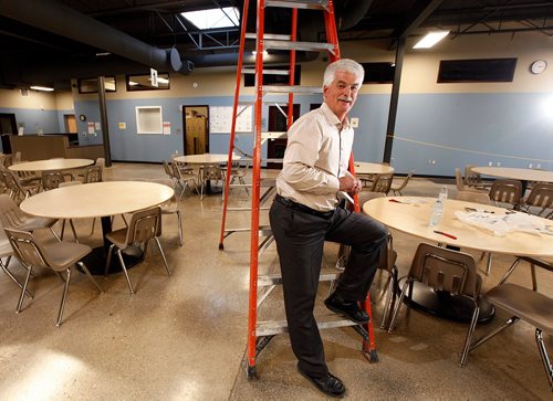 PHIL HOSSACK / WINNIPEG FREE PRESS  -  CEO Jim Bell poses in the shelter's new expanded kitchen facility at Siloam Misson Friday. See story. - Oct 20, 2017