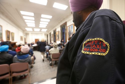 JOHN WOODS / WINNIPEG FREE PRESS
Many taxi drivers gathered  at the hearing of Bill 30 - The Local Drivers for Hire Act in Winnipeg Monday, October 23, 2017.
