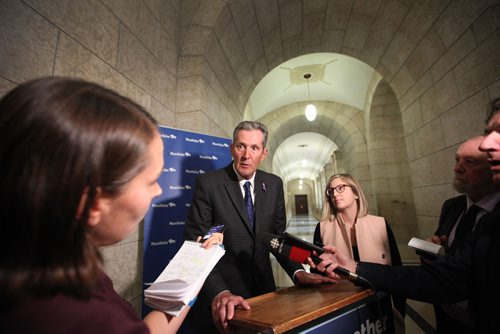 RUTH BONNEVILLE / WINNIPEG FREE PRESS

Premier Brian Pallister scrums with the media  after QP at the Legislative Building Monday.  



Oct 23,, 2017