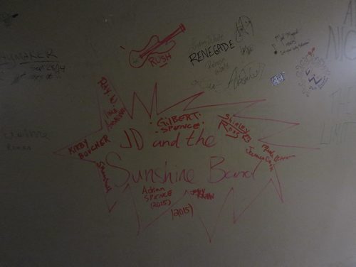MIKE DEAL / WINNIPEG FREE PRESS
The basement hallway that takes performers from the greenroom to the backstage at the West End Cultural Centre for a feature on the venues 30th anniversary. Signatures by performers line the hallway, a tradition that has carried over from the original building.
171017 - Tuesday, October 17, 2017.