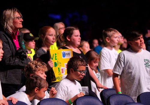 BORIS MINKEVICH / WINNIPEG FREE PRESS
WE Day Manitoba at Bell MTS Place. Kids and teachers watch the show. Jen Zoratti story. OCT. 25, 2017