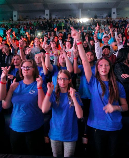 BORIS MINKEVICH / WINNIPEG FREE PRESS
WE Day Manitoba at Bell MTS Place. Kids having a blast at WE Day. Jen Zoratti story. OCT. 25, 2017