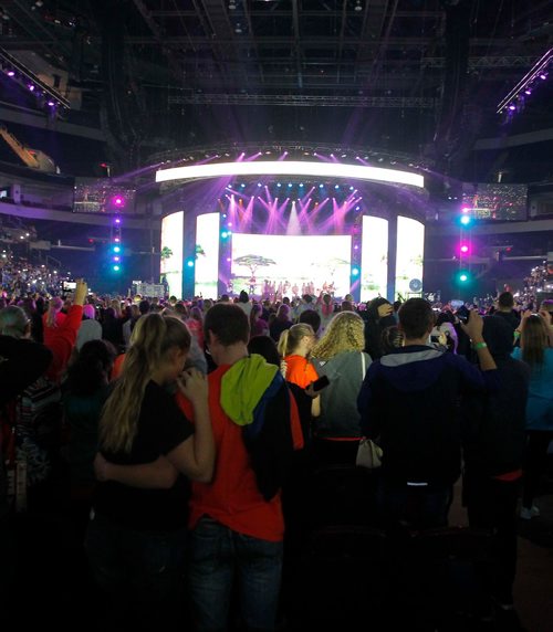 BORIS MINKEVICH / WINNIPEG FREE PRESS
WE Day Manitoba at Bell MTS Place. General crowd and stage shots at WE Day. Jen Zoratti story. OCT. 25, 2017