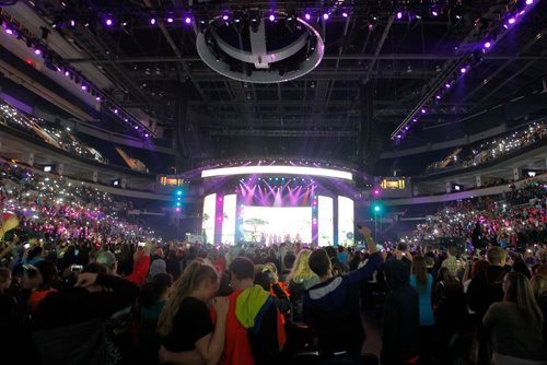 BORIS MINKEVICH / WINNIPEG FREE PRESS
WE Day Manitoba at Bell MTS Place. General crowd and stage shots at WE Day. Jen Zoratti story. OCT. 25, 2017