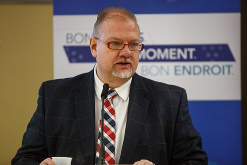 MIKE DEAL / WINNIPEG FREE PRESS
Kelvin Goerzen, Minister of Health, Seniors and Active Living, during a press conference where the WRHA provided an three week update on the implementation of the changes to health care services.  
171026 - Thursday, October 26, 2017.