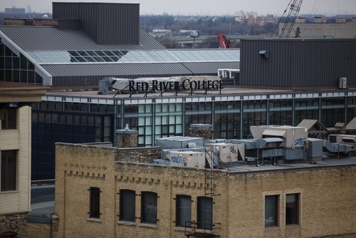MIKE DEAL / WINNIPEG FREE PRESS
The Princess Street campus of Red River College as seen from the roof of the Art Space building in the Exchange District.
171028 - Saturday, October 28, 2017.