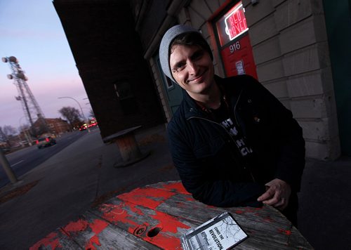 PHIL HOSSACK / WINNIPEG FREE PRESS  -  Zac Echola, and organizer with the Democratic Socialists of America poses in downtown Fargo Tuesday. See Melissa Martin feature. - Oct 24, 2017