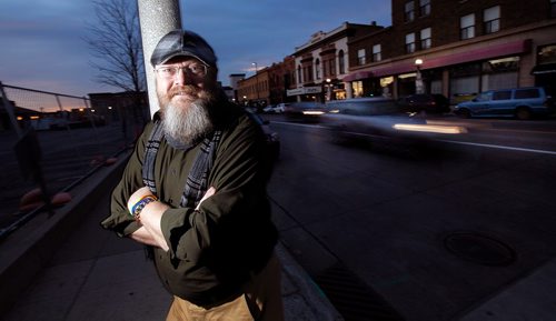 PHIL HOSSACK / WINNIPEG FREE PRESS  - Kevin Tengesdal, longtime LGBTTQ advocate poses in downtown Bismark. See Melissa Martin feature. - Oct 25, 2017