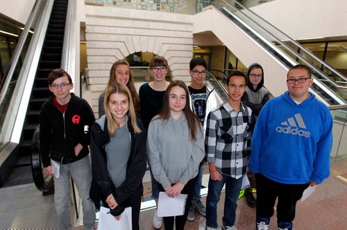 BORIS MINKEVICH / WINNIPEG FREE PRESS
Take Our Kids to Work Day  - This is the group of kids that came to the Winnipeg Free Press.  Nov. 1st, 2017