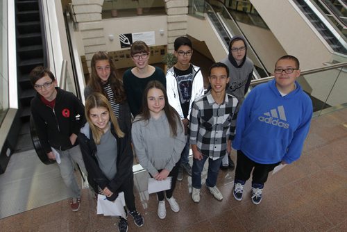 BORIS MINKEVICH / WINNIPEG FREE PRESS
Take Our Kids to Work Day  - This is the group of kids that came to the Winnipeg Free Press.  Nov. 1st, 2017