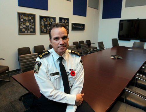 NADIA MINKEVICH / WINNIPEG FREE PRESS
Take Our Kids to Work Day  - Winnipeg Police Service Chief Danny Smyth poses for a photo in the executive board room after being interviewed. Nov. 1, 2017