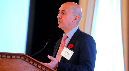 BORIS MINKEVICH / WINNIPEG FREE PRESS
Pedro Antunes, Executive Director, Economic Outlook and Analysis and Deputy Chief Economist of The Conference Board of Canada gives the opening address at Western Business Outlook 2018 conference held at the Fort Garry Hotel. MCNEILL STORY. Nov. 7, 2017