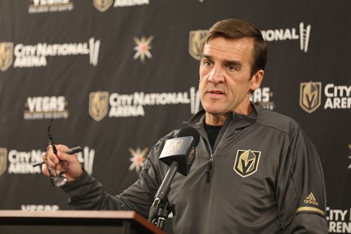 TREVOR HAGAN / WINNIPEG FRESS
Vegas Golden Knights GM George McPhee answers questions following practice at City National Arena in Summerlin, Thursday, November 9, 2017.