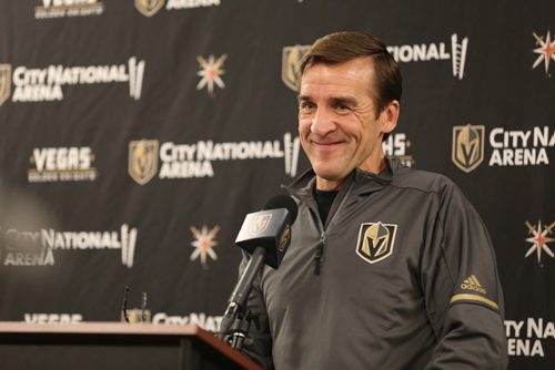 TREVOR HAGAN / WINNIPEG FRESS
Vegas Golden Knights GM George McPhee answers questions following practice at City National Arena in Summerlin, Thursday, November 9, 2017.