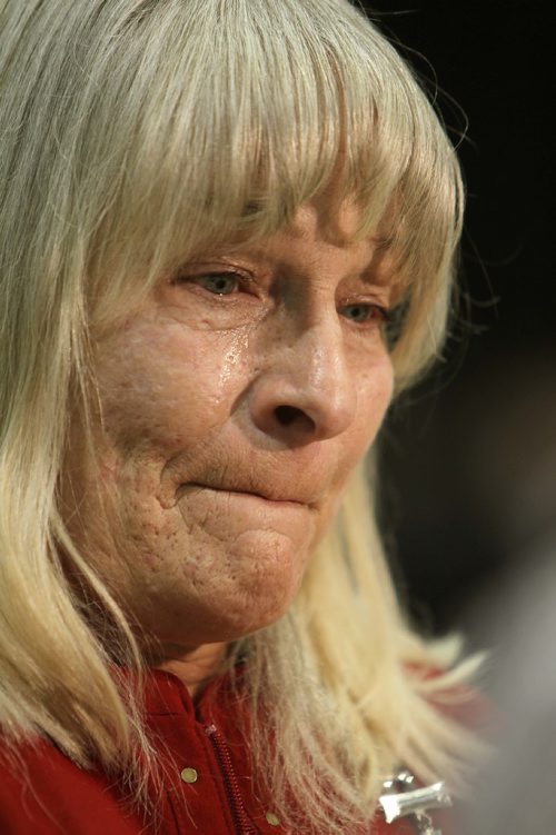 RUTH BONNEVILLE / WINNIPEG FREE PRESS

Wendy Hayward, mother of Corporal James Arnal who was killed while serving Canada in Afghanistan, sheds some tears during the annual Winnipeg Remembrance Day Service, at RBC Convention Centre Saturday.  

See Ryan Thorpe story. 

Nov 11, 2017