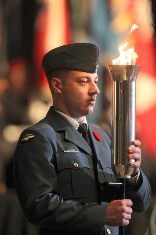 RUTH BONNEVILLE / WINNIPEG FREE PRESS


Canadian military service personal Lamonde holds torch during the annual Winnipeg Remembrance Day Service, at RBC Convention Centre Saturday.  

See Ryan Thorpe story. 

Nov 11, 2017