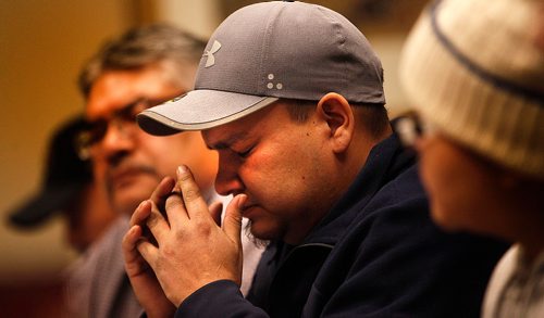 PHIL HOSSACK / WINNIPEG FREE PRESS  - Tears in his eyes Vernon Harper, Melodie Harper's husband breaks down during a press conference regarding her health issues. See Nick Martin story. - November 13, 2017