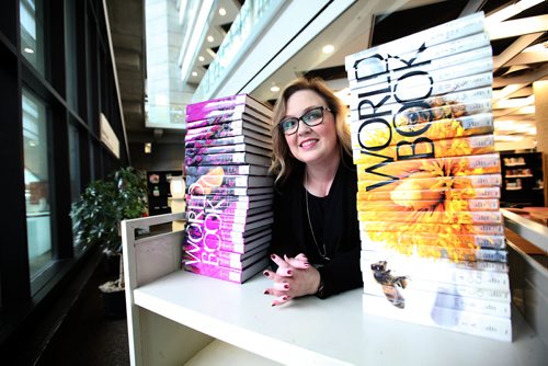 RUTH BONNEVILLE / WINNIPEG FREE PRESS


Feature: 100th anniversary of World Book Encyclopedia.  Millennium Library collections librarian Terri Wiest,  with 2015 and 2016 volumes of the books in the children's area of the library.  
Also, photos of encyclopedias stacked on a cart in the children's department and of three-year-old Dixa Pokharel looking through the book with her mother Daya Shrestha in the library.  

See story by  Dave Sanderson.
Nov 14, 2017