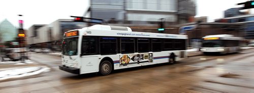 PHIL HOSSACK / WINNIPEG FREE PRESS  - City buses along Graham ave Wednesday. See story re: City Budget cuts.  - November 15, 2017