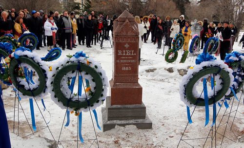 BORIS MINKEVICH / WINNIPEG FREE PRESS
Louis Riel died 132 years ago and a special event commemorating this happen today at Louis Riel gravesite in St. Boniface. STANDUP PHOTO. Nov. 16, 2017