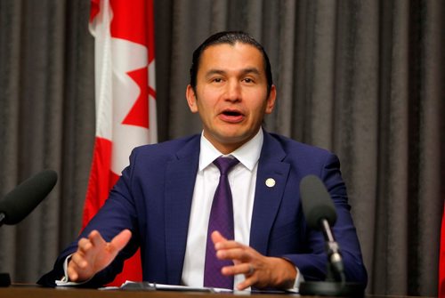 BORIS MINKEVICH / WINNIPEG FREE PRESS
Wab Kinew presents the NDP alternative thrown speech in room 68 at the Legislature. MARTIN STORY. Nov. 17, 2017