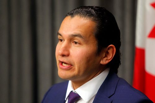 BORIS MINKEVICH / WINNIPEG FREE PRESS
Wab Kinew presents the NDP alternative thrown speech in room 68 at the Legislature. MARTIN STORY. Nov. 17, 2017