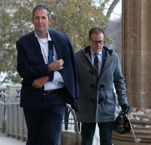 WAYNE GLOWACKI / WINNIPEG FREE PRESS

At left, Premier Brian Pallister arrives at the Manitoba Legislative building Tuesday morning, the speech from the throne will be delivered in the afternoon. Nick Martin/Larry Kusch stories    Nov. 21  2017