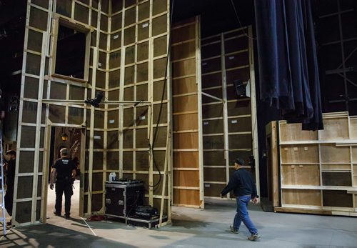 MIKE DEAL / WINNIPEG FREE PRESS
A set builders walk around walls being built for the show in a behind the scene look during the preparation for the Royal Manitoba Theatre Centre's production of A Christmas Carol.
171116 - Thursday, November 16, 2017.