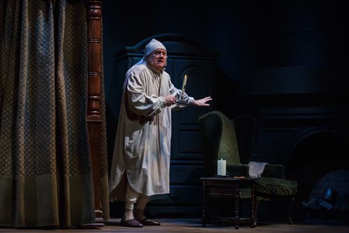 MIKE DEAL / WINNIPEG FREE PRESS
Robb Paterson as Ebenezer Scrooge during the technical rehearsal for the Royal Manitoba Theatre Centre's production of A Christmas Carol.
171119 - Sunday, November 19, 2017.