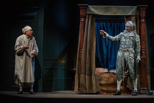 MIKE DEAL / WINNIPEG FREE PRESS
Arne MacPherson as Jacob Marley appears in Ebenezer Scrooges (Robb Paterson) home during a technical rehearsal for the Royal Manitoba Theatre Centre's production of A Christmas Carol.
171119 - Sunday, November 19, 2017.