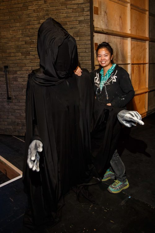 MIKE DEAL / WINNIPEG FREE PRESS
Eva Kuo, Properties Builder, with a finished Ghost of Christmas Future costume she built for the Royal Manitoba Theatre Centre's production of The Christmas Carol.
171122 - Wednesday, November 22, 2017.